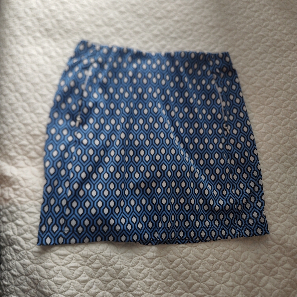 Blue Geometric Patterned Skirt